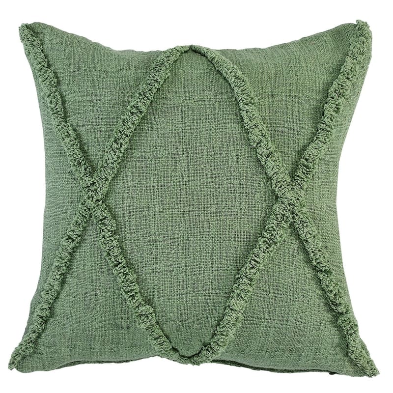 HomeRoots 20" X 20" Forest Green Diamond Cotton Zippered Pillow