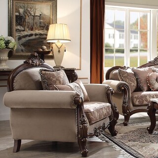 ACME Mehadi Chair w/2 Pillows, Fabric & Walnut - Bed Bath