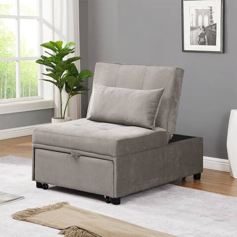 Merax 3-in-1 Convertible Ottoman Fabric or PU Leather Sleeper Sofa Bed