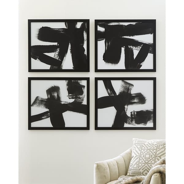 Shop Doro Contemporary Black White Abstract Wall Art Set Of 4 Overstock 31851374