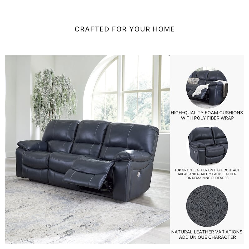Signature Design by Ashley Leesworth Blue Power Reclining Sofa - 88"W x 41"D x 41"H