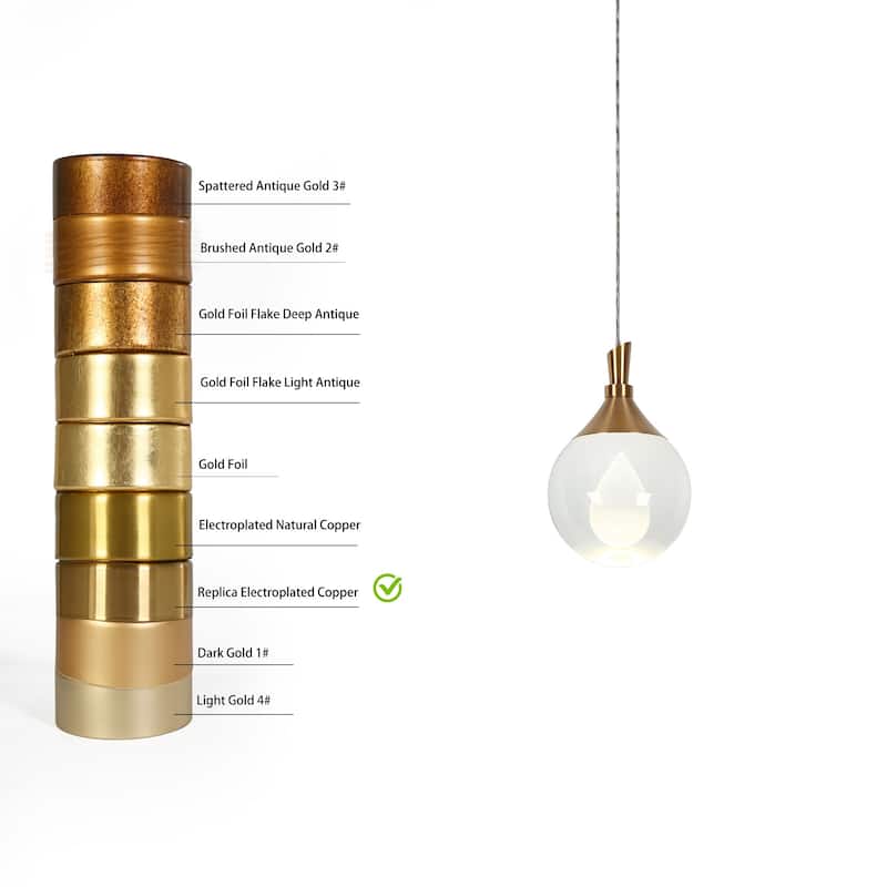 Modern Gold LED 1-Light Crystal Pendant Globe Kitchen Island Light - Dia. 3.5" x H 5.9"
