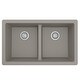 preview thumbnail 26 of 56, Karran Undermount Double Equal Bowl Quartz Kitchen Sink - 32" x 19.5" x 9" - 32" x 19.5" x 9" Concrete