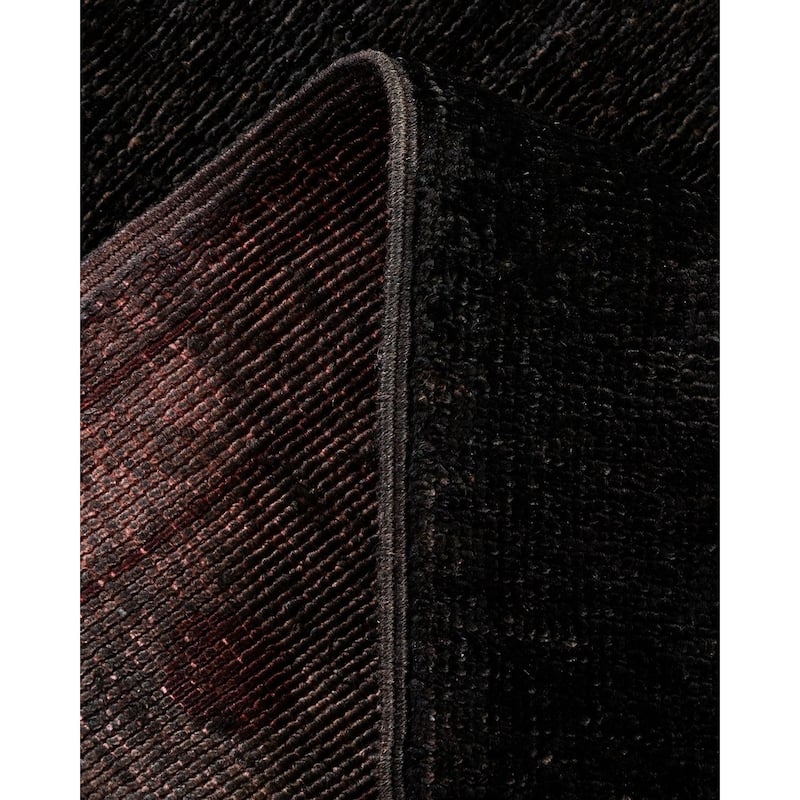 Overton Hand Knotted Wool Vintage Inspired Modern Contemporary Overdyed Black Runner Rug - 3' 0" x 14' 4"