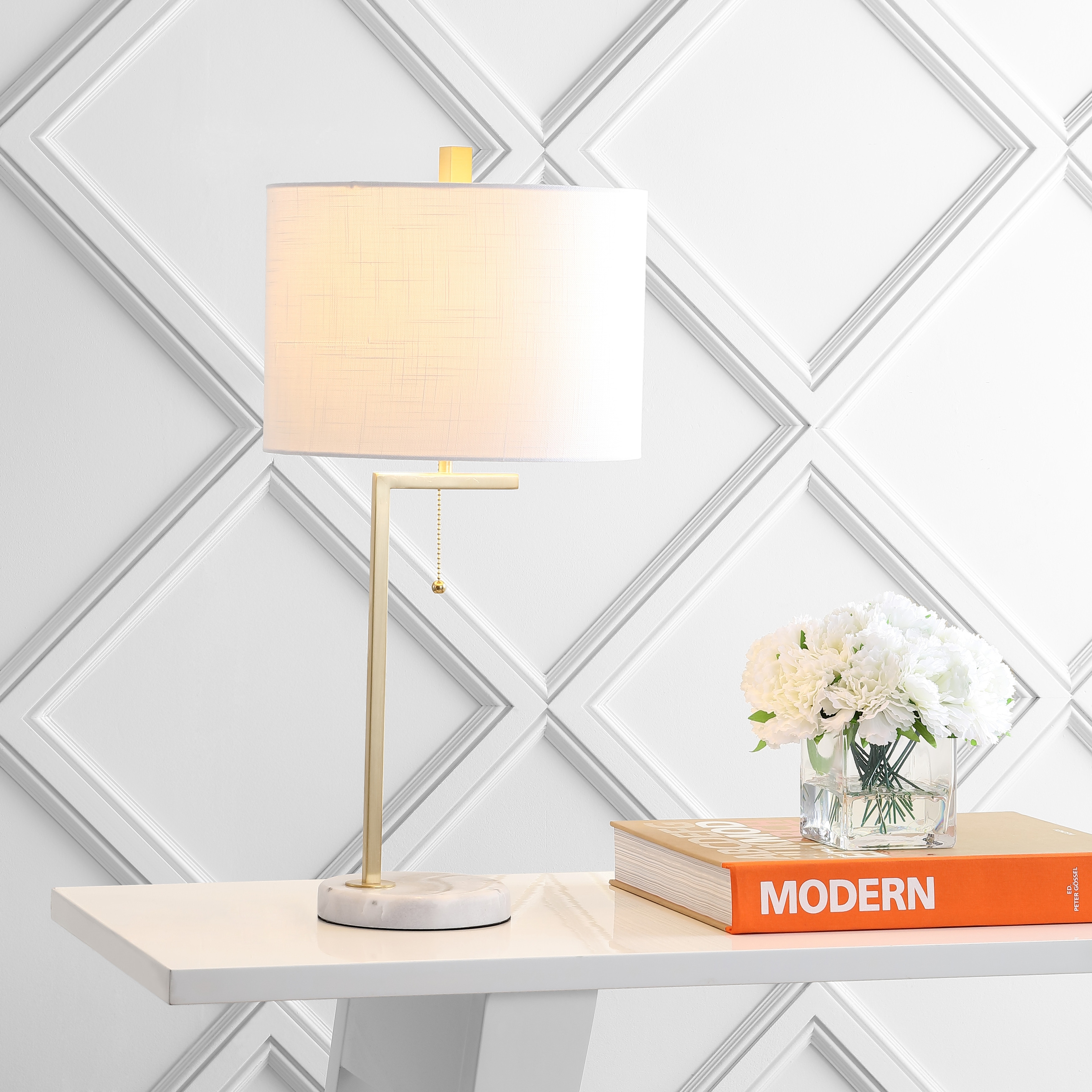 JONATHAN Y Alyssa 24.5" Metal/Marble LED Table Lamp