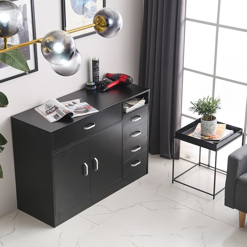 41"Rectangular 7 Compartments 5 Drawers 1 Door Cabinet Black