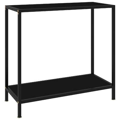 vidaXL Console Table Black 31.5"x13.8"x29.5" Tempered Glass - 31.5" x 13.8" x 29.5"