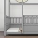 preview thumbnail 5 of 9, Full Size Wooden Floor Kids Bed with House Roof Frame, Fenced Guardrails for Bedroom, Safe and Fun Design, Easy Assembly, Grey