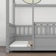 preview thumbnail 5 of 42, Pine Wood Floor Bed with House Roof Frame, Fence Guardrails for Kids, Boys and Girls