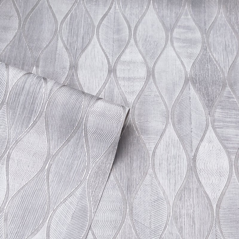 Ogee Silver Heavyweight Vinyl Wallpaper