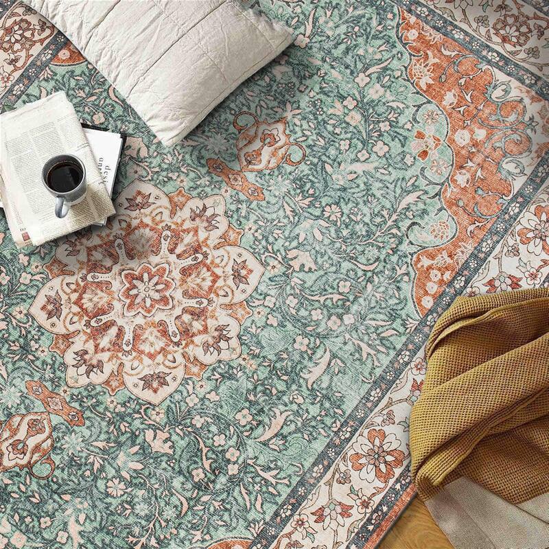 World Rug Gallery Traditional Oriental Medallion Washable Non Slip Area Rug