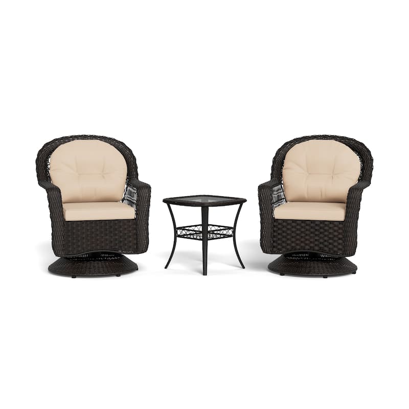 Biloxi Espresso Outdoor Wicker Swivel Glider Set (3-Piece)