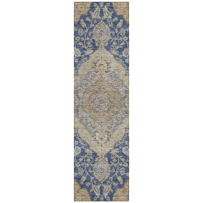 Machine Washable Indoor/ Outdoor Traditional Medallion Chantille Rug