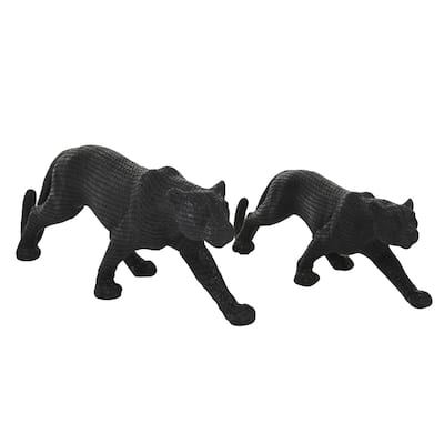 Polystone Leopard Decorative Sculpture - Set of 2 Black or Gold - Roche River Decor