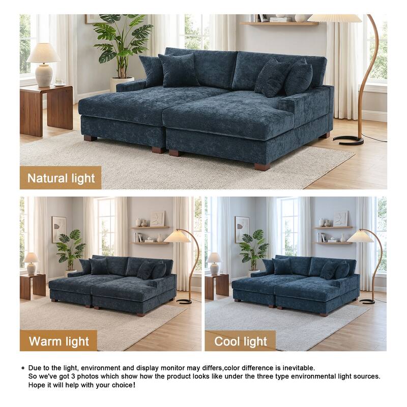 Oversized Chenille Modular Sectional Sofa With Deep Seat