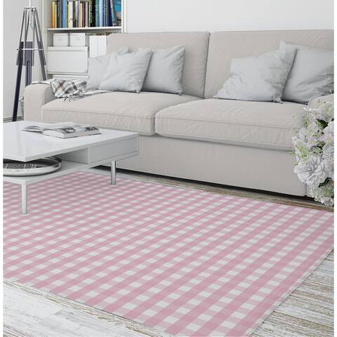 PINK GINGHAM DREAM Area Rug by Kavka Designs