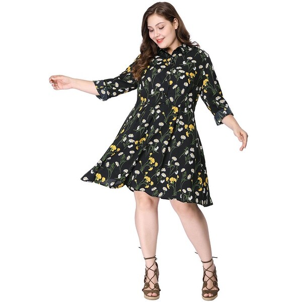 plus size floral shirt dress