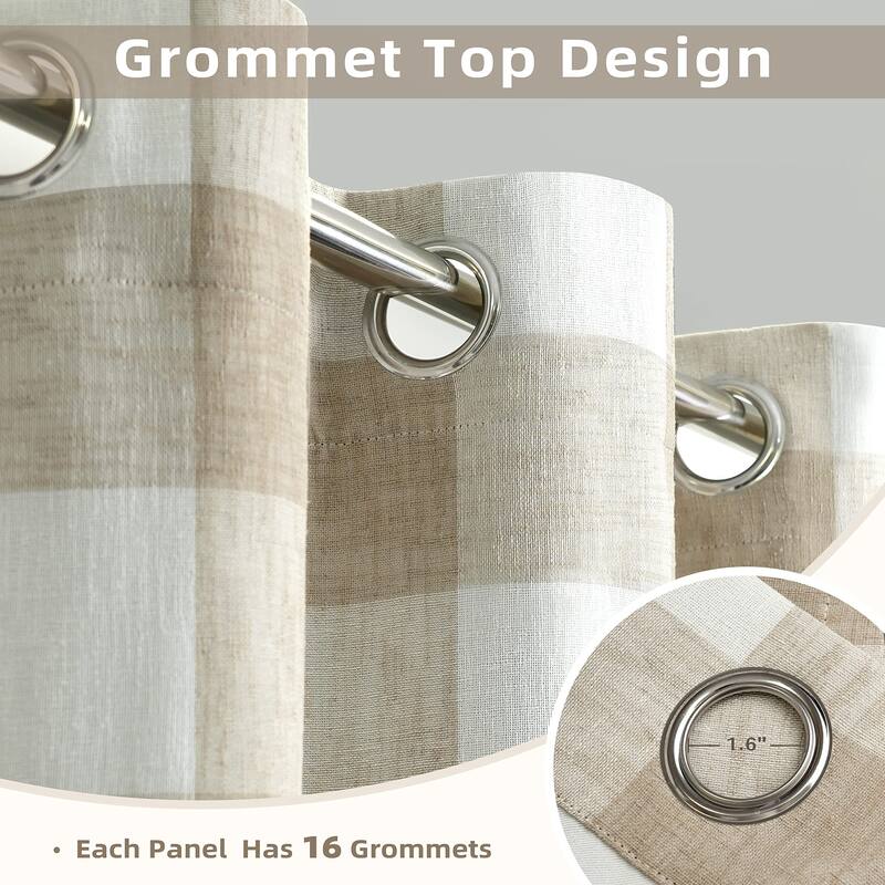 DriftAway Room Divider Curtain for Bedroom Patio Door Sliding Glass Door Curtains Buffalo Check Plaid - 108" Width X 96" Length
