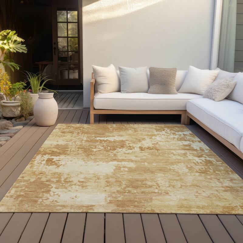 Machine Washable Indoor/Outdoor Contemporary Blend Chantille Rug - Copper - 8' x 10'