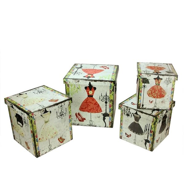 Shop Set Of 4 Wooden Vintage Style Fashion Dresses Decorative