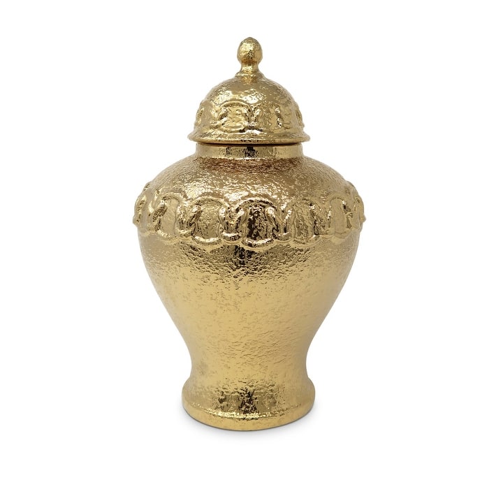 Gold Ginger Jar With Gold Chain Detail