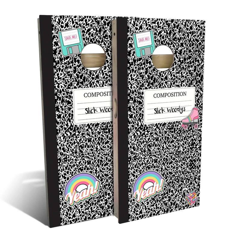 90s Notebook Outdoor Cornhole Board Set - Premium 2x4 - Include Hole + Edge Lights