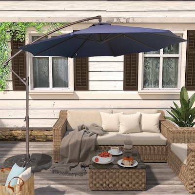 Clihome 10Ft Outdoor Crank Offset Cantilever Patio Umbrella, Without Base