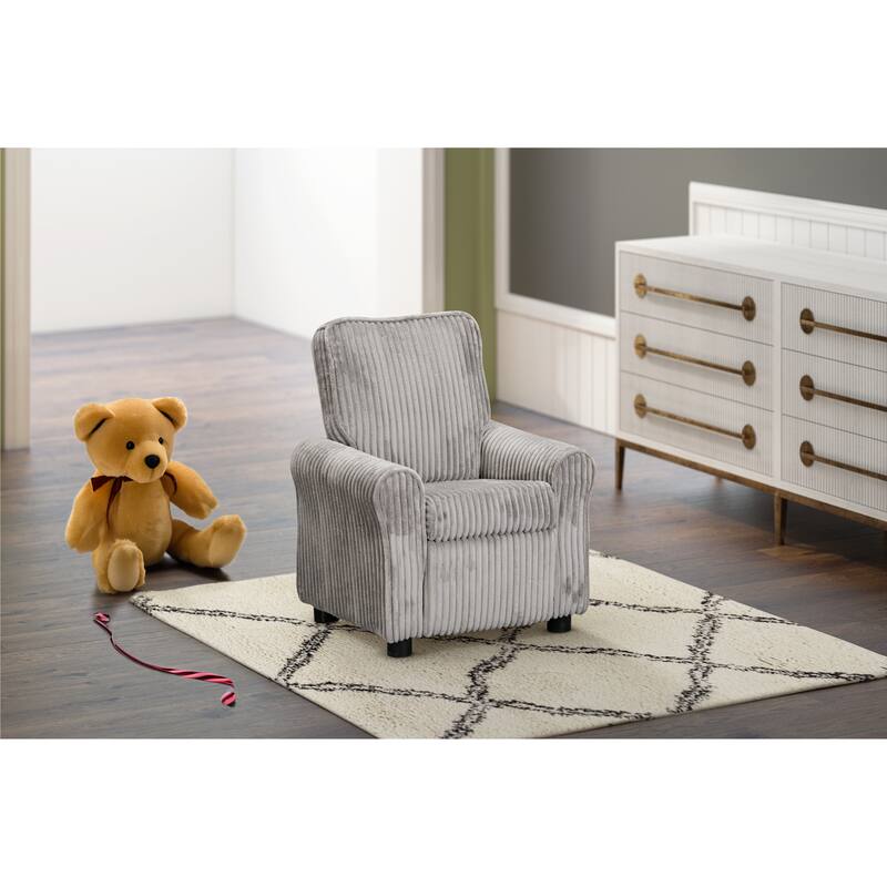 Olive & Opie Jordan Kids Recliner - Soft Gray Cords