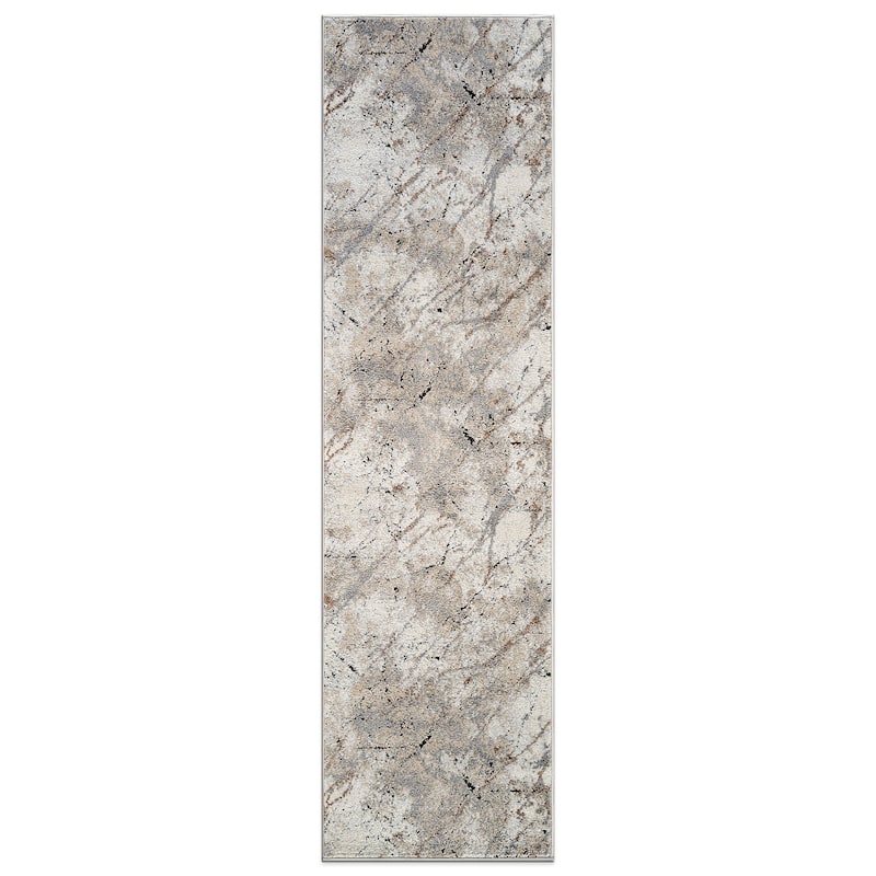 Marble Flow Area Rug - Rug for Living Room, Bedroom - Easy to Clean, Durable Polypropylene/Polyester with Jute Backing