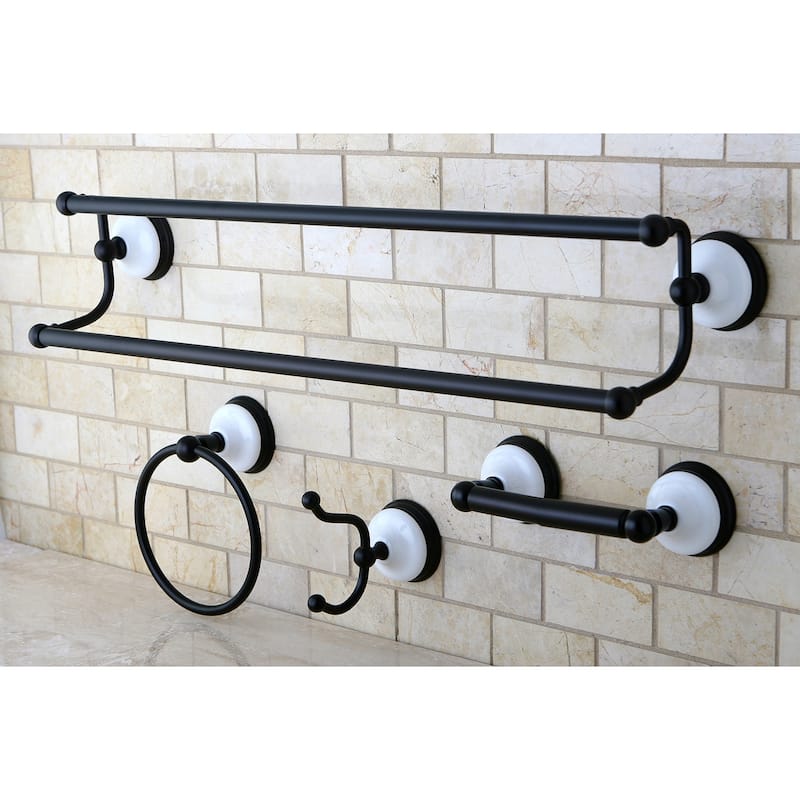 Victorian 4-Pieces Dual Towel Bar Bathroom Hardware Set