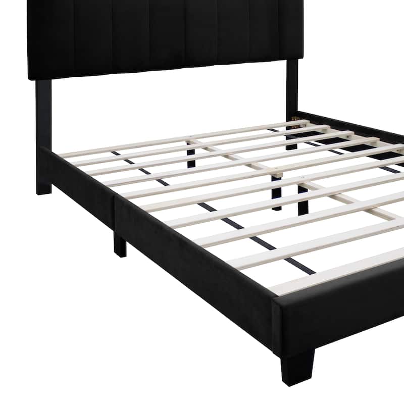 Queen Size Velvet Upholstered Bed Frame with Adjustable Features, Teenage Girl's Favorite Collection