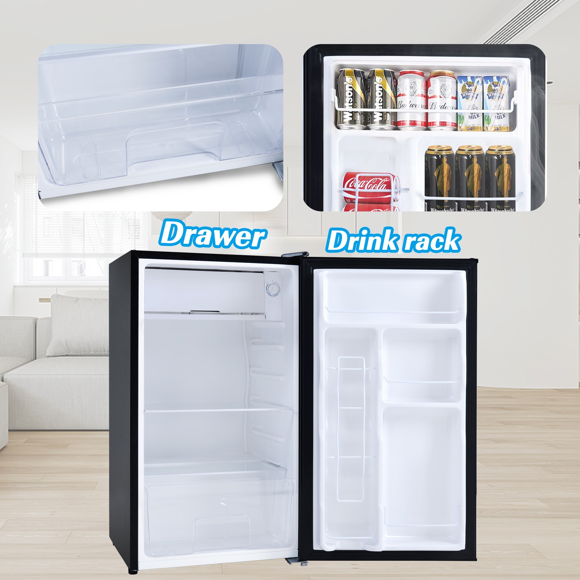 Tiramisubest Compact refrigerator with freezer, 3.2 Cu.ft Mini Fridge -  Overstock - 33936327