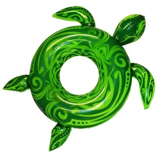 CocoNut Float: Green Translucent Sea Turtle - 48" Pool Ring Inflatable, Anti-Leak, Durable, Party Water Accessory - Multi