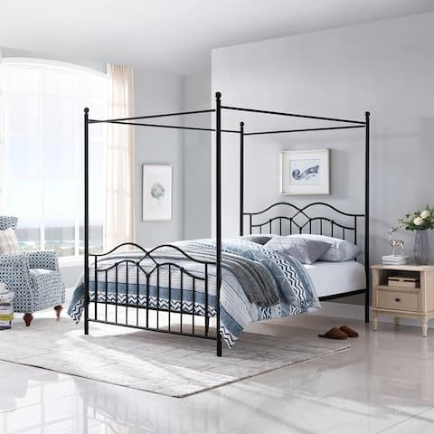 Earhart Metal Queen Canopy Platform Bed by Christopher Knight Home