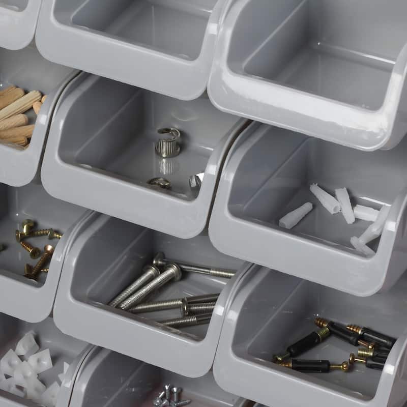 DURHAND 44 Piece Wall Mounted Pegboard Tool Organizer Rack Kit with Various Sized Storage Bins, Pegboard, & Hooks, Orange