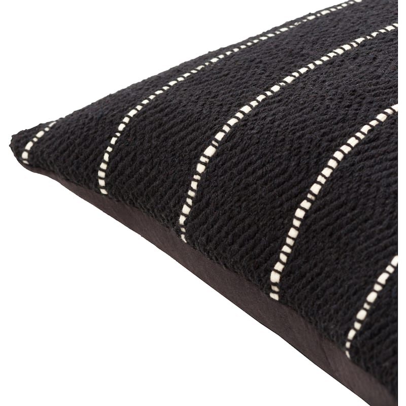 Madelyn Black and White Striped Modern Throw Pillow