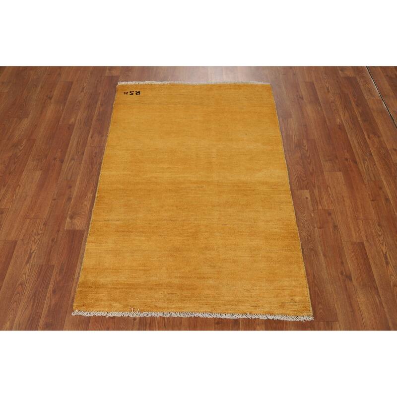 Gold Gabbeh Modern Foyer Rug Handmade Wool Carpet - 2'9"x 4'0"