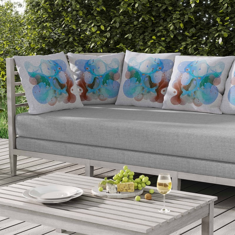 Whimsical Waves Indoor/Outdoor Reversible Throw Pillow Blue and Brown