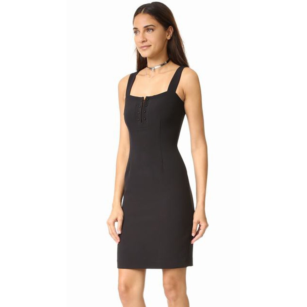 Shop Kendall Kylie Square Neckline Dress Black Small Overstock 27877794