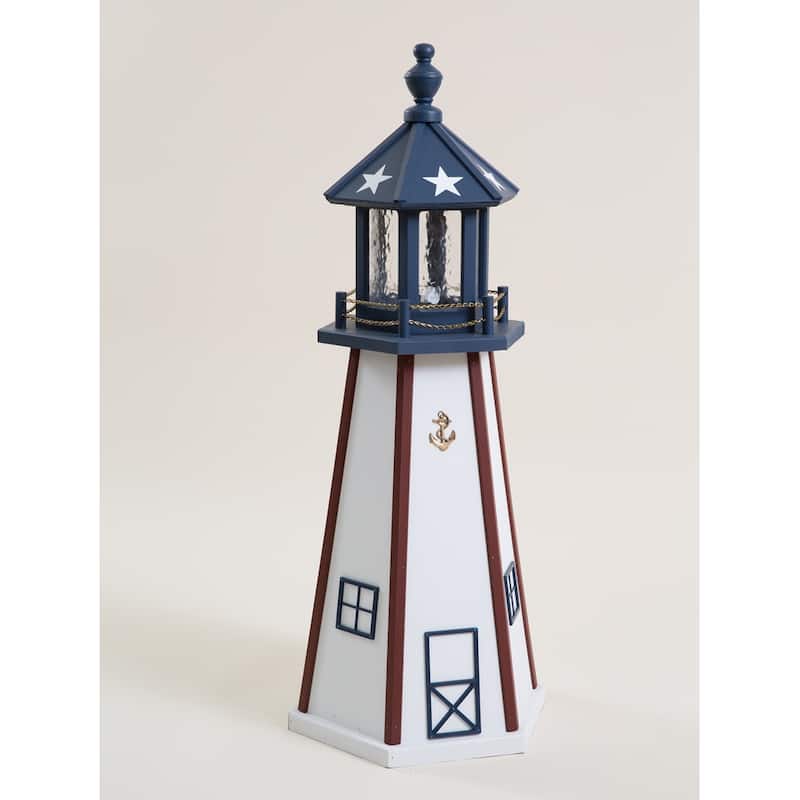 Wooden Lighthouse - 3 Foot - Patriotic