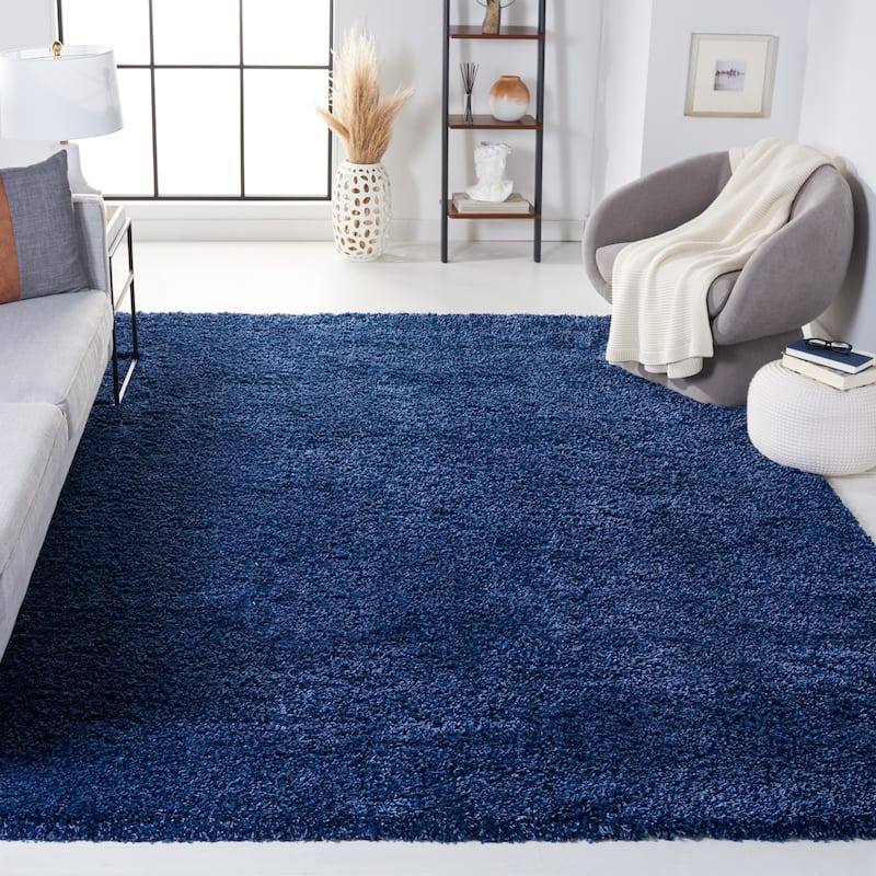 SAFAVIEH Santa Monica Shag Einara 2-inch Thick Area Rug - 6'7" x 9'6" - Navy - Rectangle