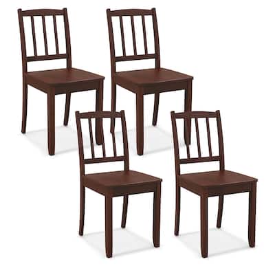 Gymax Wood Dining Chair Set of 4 w/ Rubber Wood Legs Curved Backrest