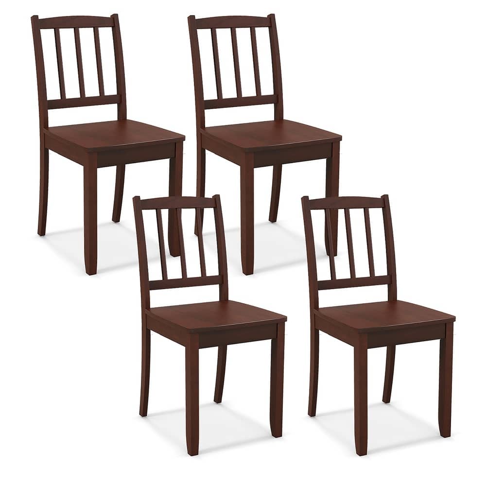 Gymax Wood Dining Chair Set of 4 w/ Rubber Wood Legs Curved Backrest