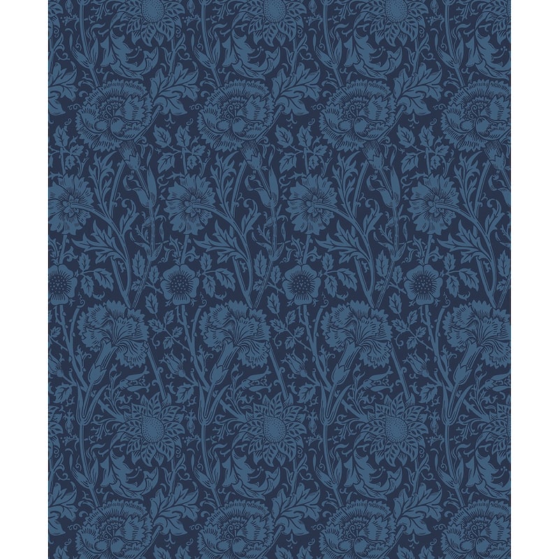 Seabrook Designs Tonal Floral Trail Nonwoven Unpasted Wallpaper - 20.9 in. W x 33 ft. L - Marine Blue