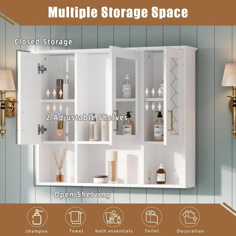 35" 2-in-1 Wall-Mounted Medicine Cabinet - High-Definition Mirror with Storage, Adjustable Shelves & Soft-Close Doors