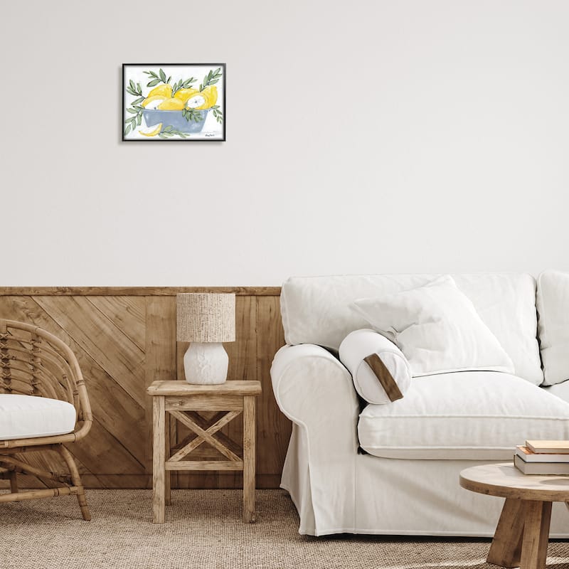 Stupell Yellow Country Lemons Painterly Green Leaves Framed Wall Art