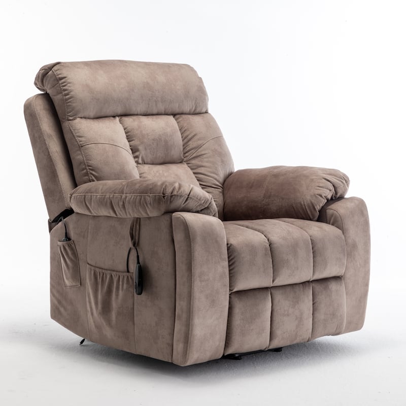 Velvet Wide Power Lift Recliner Chair with Heat, Massage, and Silent OKIN Motor