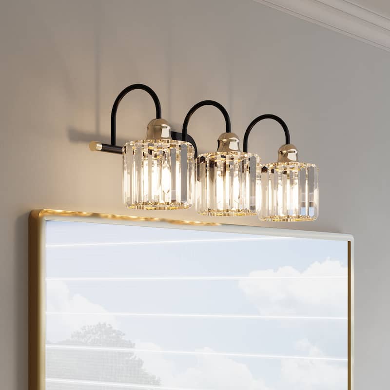 ExBrite Modern Rose Gold Dimmable Bathroom Crystal Vanity Lights