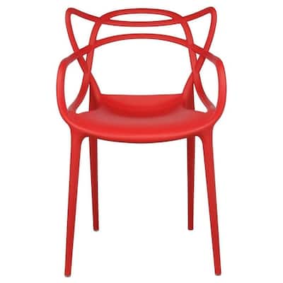 Modern Red Dining Arm Chair – Single Contemporary Accent Chair with Sleek Design for Kitchen or Dining Room
