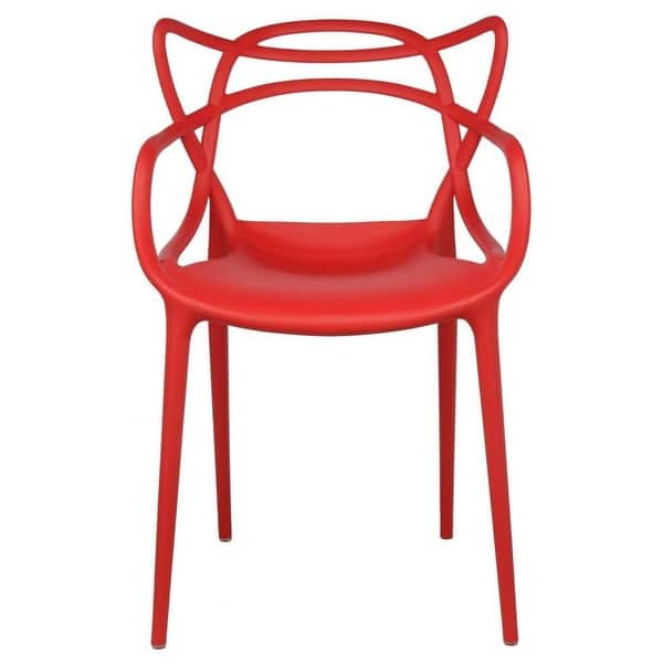 Modern Red Dining Arm Chair – Single Contemporary Accent Chair with Sleek Design for Kitchen or Dining Room